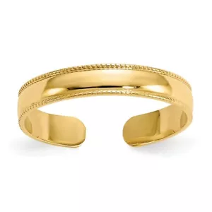 14k 14kt Yellow Gold Mill Grain Adjustable Toe Ring - Picture 1 of 7