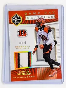 2017 Limited Game Day Swatches Prime #GDS-CD Carlos Dunlap /25 Bengals 12/11/16 - Picture 1 of 2