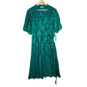 Draper James Dress XXL Short Sleeve Hi-Low Midi Wrap Green Cocktail Party - Picture 1 of 13