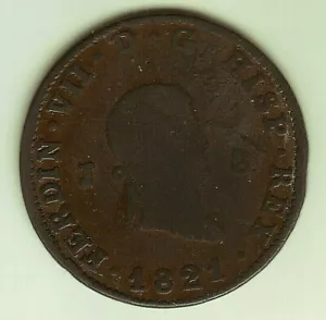 Spain Coin - 8 Maravedis Fernando VII - Year 1821 - Jubia - Picture 1 of 2