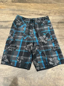 Boy's Micros Blue/Black Stretch Swim Trunks Shorts Size 10 - Picture 1 of 4