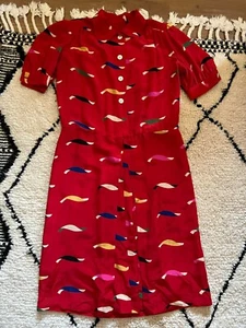 Abito seta rosso vintage 70s red silk dress M - Foto 1 di 7