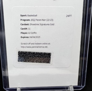 2022-23 Panini Noir AJ GRIFFIN Showtime Signatures Rookie GOLD /25 Hawks