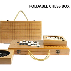 Tragbares faltbares Bambus Holz Go Spiel Schachbrett Set mit Figuren und Schüsseln - Bild 1 von 12