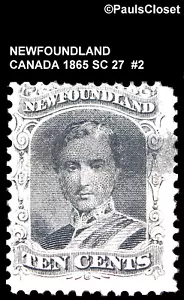 CANADA NEWFOUNDLAND 1865 SC 27 PRINCE ALBERT BLACK 10¢ UNG FINE #2 - Picture 1 of 2