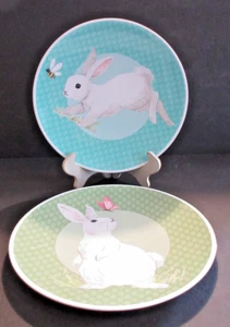 Pottery Barn Kids Melamine Bunny Rabbit Plates - Springtime Easter, Set of 2, 9" - Afbeelding 1 van 6