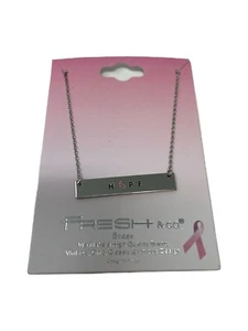 Damen rosa Band Brustkrebs Bewusstsein "Hoffnung" flache Stab Halskette rhodiniert - Bild 1 von 2