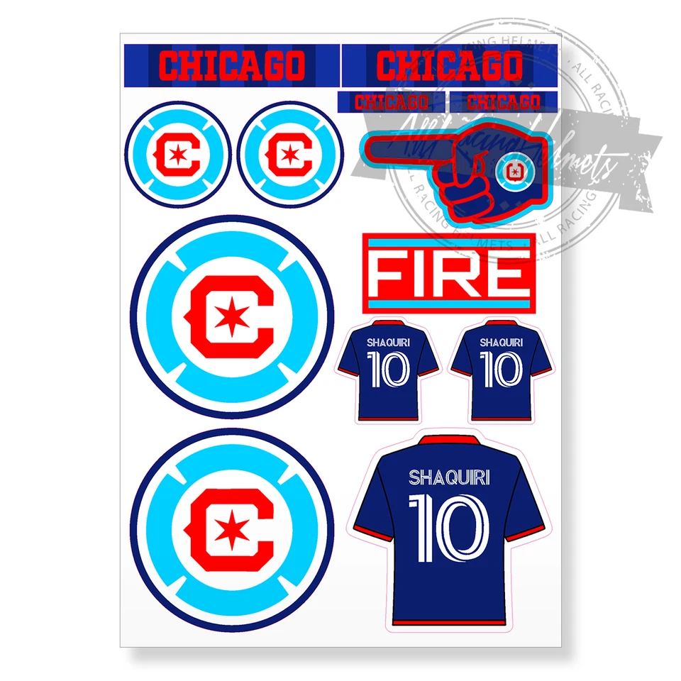 Chicago Fire FC MLS Soccer Football Printed Vinyl Decal Sticker High Quality Kit - Image 1 of 4