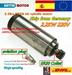 2.2KW Air Cooled Spindle Motor ER20 24000rpm CNC Router Engraving Machine【ES/DE】 - Imagen 1 de 5