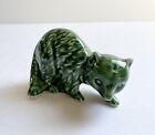 Green Glazed Ceramic Raccoon Or Badger 4.5” Woodland Animal