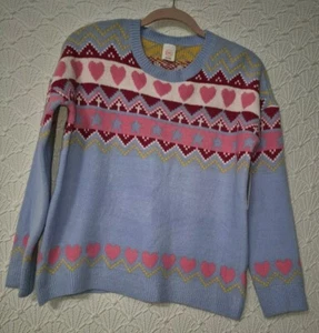 Girls Pullover Sweater Wonder Nation XL (14/16) Multicolor With Hearts New - Picture 1 of 6