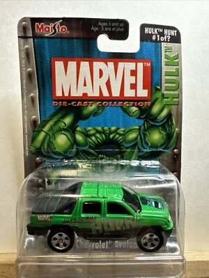2004 Maisto Marvel Hulk Hunt #1 of ? CHEVROLET AVALANCHE Green w/Silver 5 Spokes - Image 1 of 4