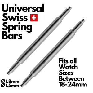 Universal Watch Strap Spring Bar - Fits 18mm to 24mm - Swiss Made - 2 Pack
