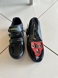 Wofada Peloton Bike Cycling Shoes Mens Size 6.5 Black Never Used Snap on Buckle