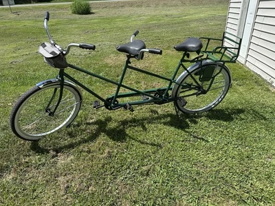 Bicicleta Schwinn Tandem Vintage Verde com assento traseiro de metal/rack de armazenamento - Imagem 1 de 4