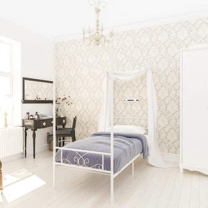 Twin Canopy Bed Frame with Headboard and Footboard, 4 Posters Metal Bed Frame... - Picture 1 of 7