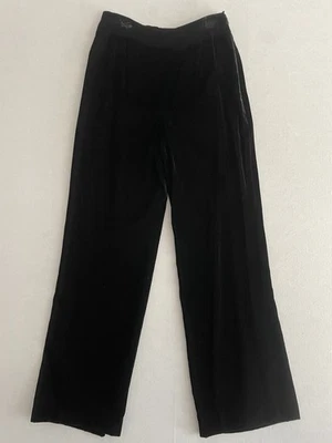Pantalón de terciopelo para mujer RENA LONG 8 patas anchas negro mezcla de seda de colección elegante vacaciones lujo Foto 1 de 4