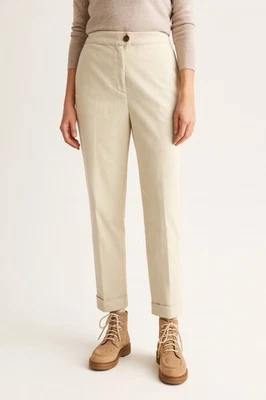 Boden Corduroy Dulwich Crop Trouser Pants Womens 12 Long Cream Neutral Preppy - Image 1 of 4