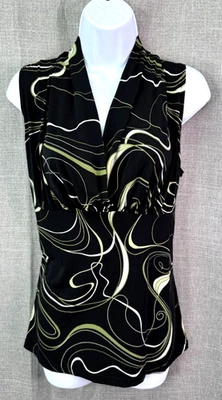 JKLA California Sleeveless Top Blouse Women's Size M Black Green - Image 1 of 4