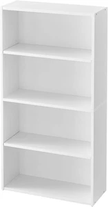 Libreria in legno 4 ripiani alta portaoggetti espositore libreria per soggiorno bianco - Foto 1 di 10