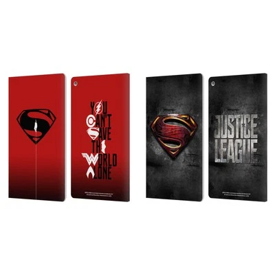 JUSTICE LEAGUE MOVIE SUPERMAN LOGO ART LEATHER BOOK WALLET CASE FOR AMAZON FIRE - Image 1 of 4