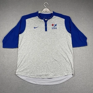 Team USA Wrestling Shirt Uomo XL Grigio Nike Olympic Team Manica 3/4 Logo Atletico - Foto 1 di 7