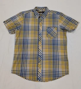Ben Sherman Cute Short Sleeve Shirt Men Size L Blue/Yellow Checkered - Picture 1 of 7