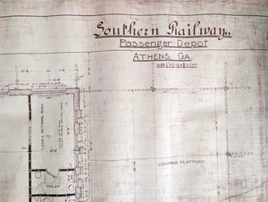 1910 SRS Southern Railway - Atene, Georgia deposito passeggeri stampa ingegnere - Foto 1 di 1