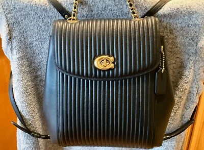Coach Parker Larger 18 Convertible Backpack in Quilted Leather 40604 Black/Brass - Image 1 of 4