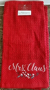 Mr & Mrs Claus Navidad Rojo Plato Toalla Par Nuevo - Imagen 1 de 8