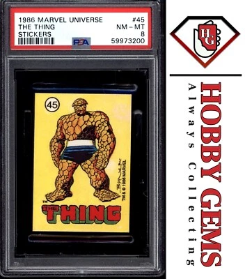 Pegatina de imágenes de cómic del Universo Marvel The Thing PSA 8 1986 #45 Foto 1 de 2