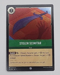 DISNEY LORCANA FIRST CHAPTER #102/204 STOLEN SCIMITAR COLD FOIL COMMON - Picture 1 of 3