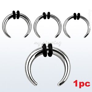 C-Shape Steel Septum Pincher Taper Ear Stretcher with O-Rings 16g 14g 12g 10g 8g