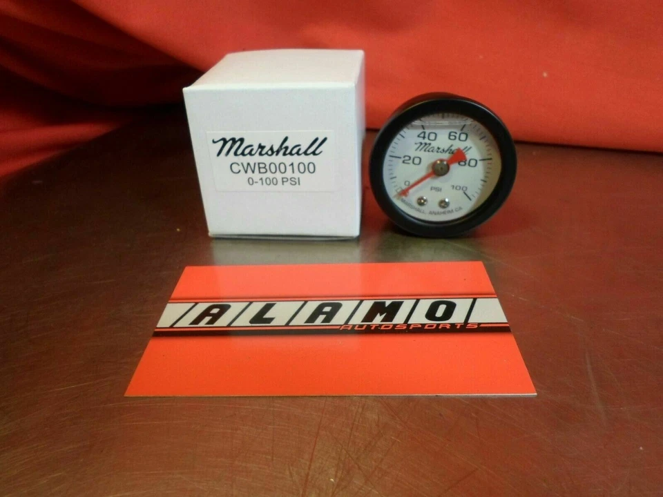 MARSHALL EFI Fuel Pressure Gauge 0-100 WHITE FACE BLACK BODY CWB00100 - Image 1 of 1