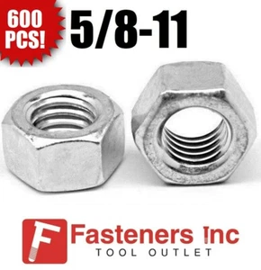 (Qty 600) 5/8-11 Low Carbon Grade 2 Finished Hex Nuts Zinc Plated Bulk Box - Picture 1 of 3