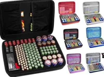 Battery Bag Organiser Storage Case AA AAA C D 9V Tester Storage Bag Box HolderUK - Image 1 of 4