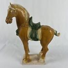Vintage 11" Chinese Tri Color Glaze Tang War Horse Pottery - Read Desc