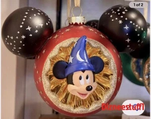 2024 Disney Vidrio Mickey Mouse Icono 3D Hechicero Ornamento - Imagen 1 de 2
