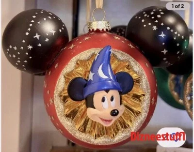 2024 Disney Glass Mickey Mouse Icon 3D Sorcerer Ornament - Image 1 of 2