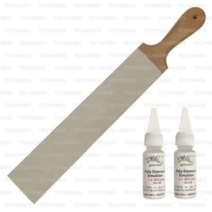 SHARPENING HONING STROPPING LEATHER PADDLE STROP 1.0 µ  2.0 µ DIAMOND EMULSION - Picture 1 of 5