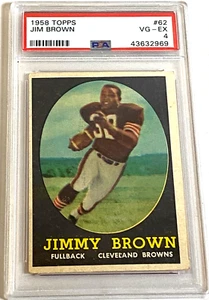 1958 Jim Brown Topps Rookie Card HOF #62 Graded PSA 4 - Picture 1 of 4