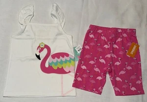 Gymboree Girls Size 6 Tank Top Bike Shorts Flamingos Pink White New - Picture 1 of 6