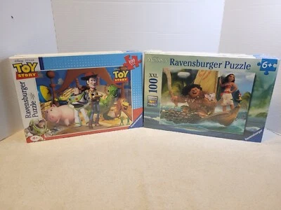 NUEVOS 4 rompecabezas Ravensburger; Toy Story, Moana, unicornios al atardecer y al atardecer del océano Foto 1 de 4