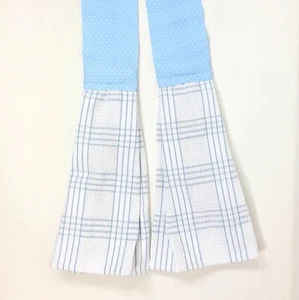 Kitchen Scarf Boa Kitchen Gift Towel Scarf Light Blue and White - Picture 1 of 5