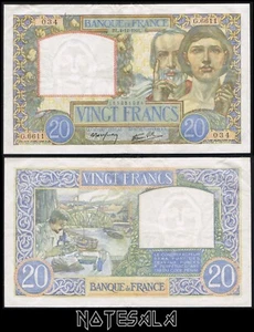 FRANCE TRAVAIL ET SCIENCE 1941 Pick-92b VF+ (no pinholes) S/N G.6611 034 - Picture 1 of 1