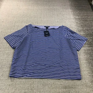 New Gant Shirt Womens 18 Striped Boatneck Blue White Nautical Casual Tee 48 - Picture 1 of 9