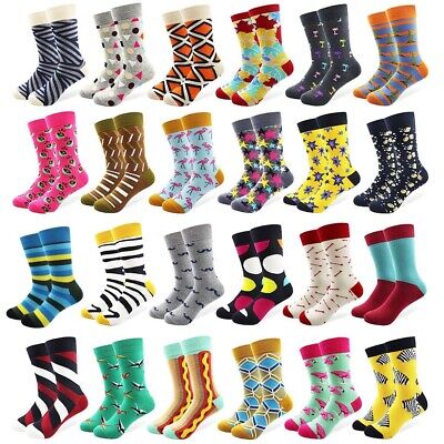 Mens Combed Cotton Socks Funny Colorful Multi Pattern Novelty Casual Socks 7-12 • 3.55€