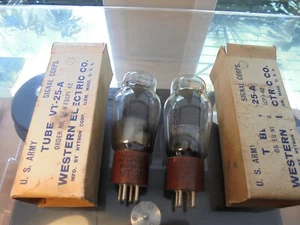 WESTERN ELECTRIC VT-25-A USA PAIR OF NOS NIB TV-7 TESTED VINTAGE VALVES TUBES - Picture 1 of 9