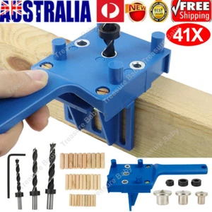 41PCS Woodworking Doweling Jig Set Wood Dowel Drilling Hole Saw Drill Guide Kit - Picture 1 of 16