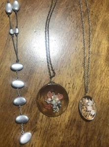3 collane moda ciondoli fiori secchi e collana Y tono argento. SPEDIZIONE GRATUITA - Foto 1 di 6